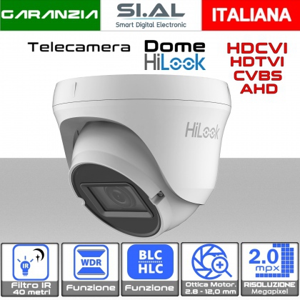 Telecamera dome motorizzata 2 megapixel con ottica da 2.8 a 12 mm ibrida alta risoluzione full HD 
