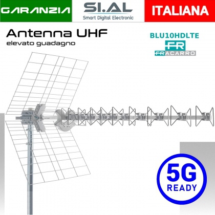 Antenna UHF Fracarro BLU10HD direttiva ad alto guadagno con connettore F filtro LTE 5G LTE
