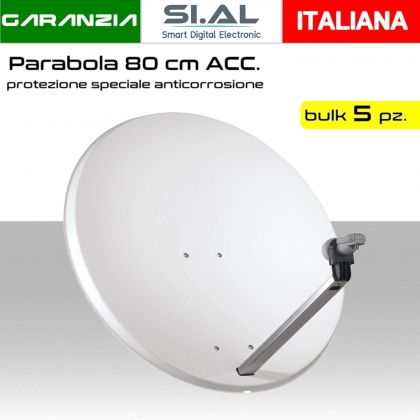Parabola satellitare 80 cm acciaio PACK 5pz.