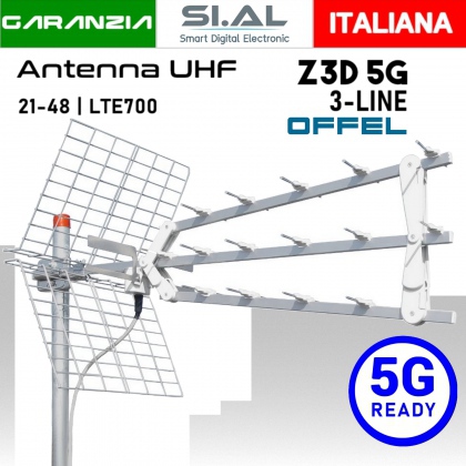 Antenna UHF OFFEL  Z3D 5G Tripla culla anodizzata in alluminio 5G Ready