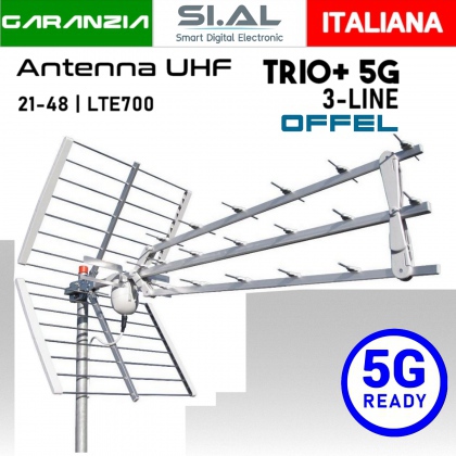 Antenna UHF OFFEL TRIO+ 5G Tripla culla anodizzata in alluminio 5G Ready