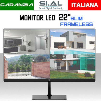 Monitor Led 22 pollici Full HD senza cornice VGA e HDMI basso consumo