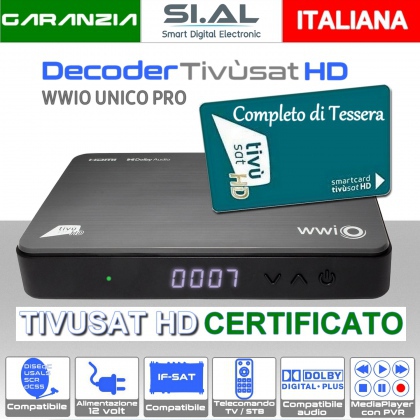 Decoder tivusat HD con scheda inclusa UnicoPro PVR compatibile DAZN