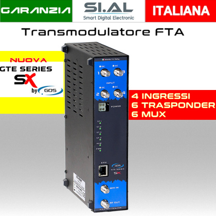 Transmodulatore GDS serie GTE-SX a 6 trasponder SAT multistream canali FTA