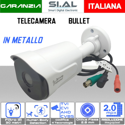 Telecamera Bullet 2MP Ottica 2.8 mm in metallo Sony Starvis