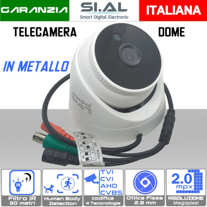 Telecamera Dome 2MP Ottica 2.8 mm in metallo Sony Starvis