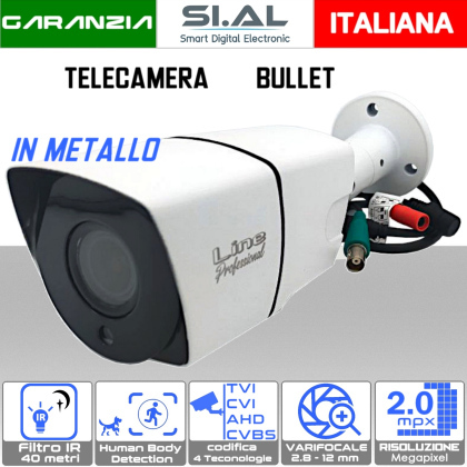 Telecamera Bullet 2MP varifocale 2.8-12mm in metallo Sony Starvis