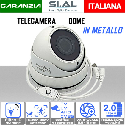 Telecamera Dome 2MP varifocale 2.8-12mm in metallo sony starvis