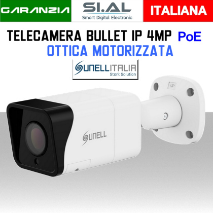 Telecamera IP Bullet PoE 4MP Ottica motorizzata 2.7 - 13.5 mm Sunell