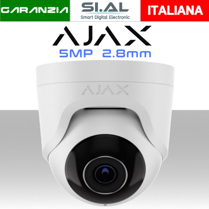 Telecamera IP Turret PoE 5MP Ottica 2.8 mm Ajax con IA