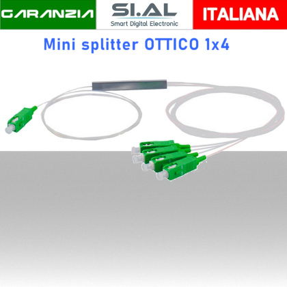 Splitter fibra ottica 1x4 PLC Monomodale SC/APC 900 micron