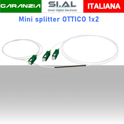 Splitter fibra ottica 1x2 PLC Monomodale SC/APC 900 micron