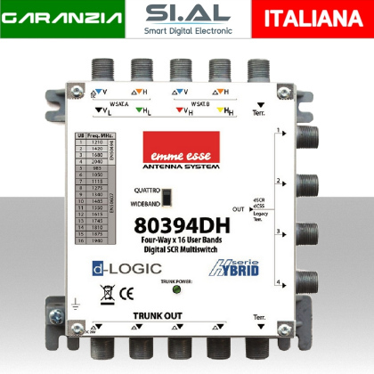 Multiswitch dCSS 4 uscite a 5 ingressi con passanti SAT/DTV WideBand Emme Esse 80394DH