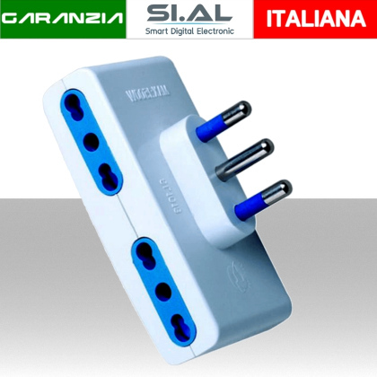 Presa quadrupla 4 Posti Bipasso 10/16A bianca 
