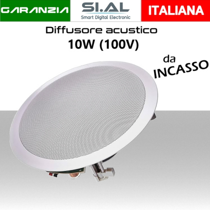 Diffusore acustico da incasso 10W 70V/100V/8Ω a 2 vie potenza selezionabile