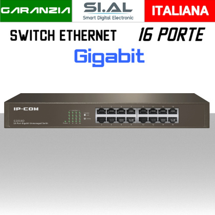 Switch Ethernet 16 Porte Gigabit Lan modello IP-COM G1016D