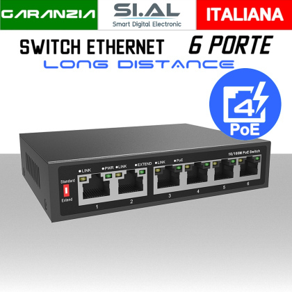 Switch PoE Ethernet 6 Porte Lan modello POE31064PL