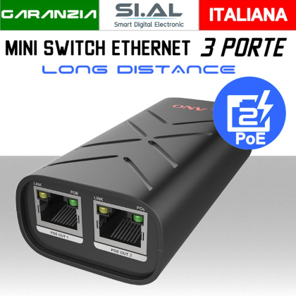 Mini Switch PoE Ethernet 3 Porte Lan modello POE31032PL