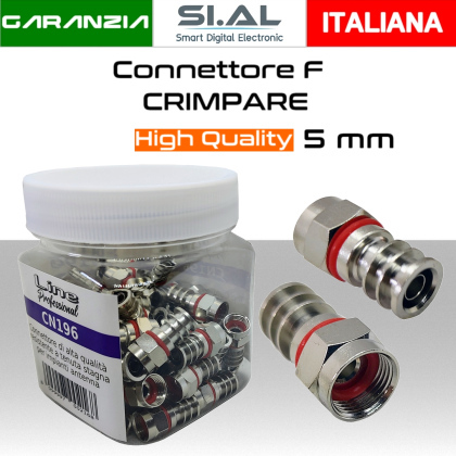 Connettore F a crimpare da 5 mm per cavo antenna con O-ring Barattolo da 50 pz