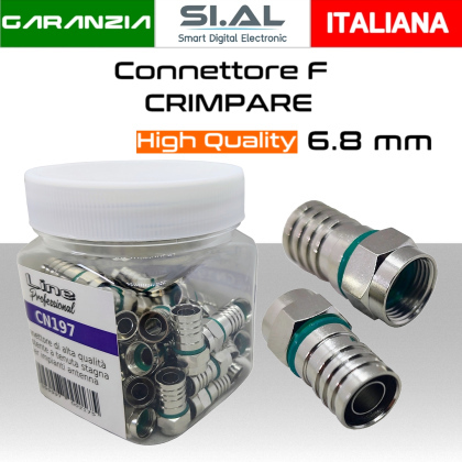 Connettore F a crimpare da 6,8 mm per cavo antenna con O-ring Barattolo da 50 pz