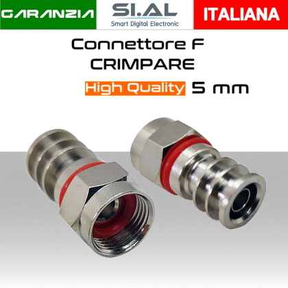 Connettore F a crimpare da 5 mm per cavo antenna con O-ring 