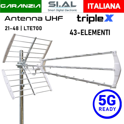 Antenna UHF 5G Ready TriPLEX 43 elementi Bianca
