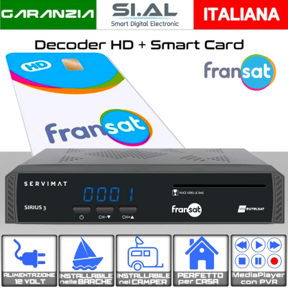 Decoder FRANSAT HD Servimat con scheda ufficiale TV francese