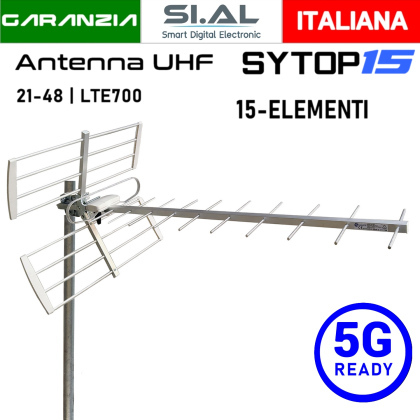 Antenna UHF direttiva 5G Ready Yagi 15 elementi Bianca 
