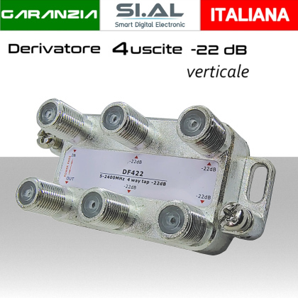 Derivatore antenna 4 uscite verticali attenuate -22dB  Mitan DF422