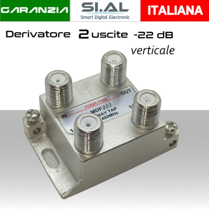 Derivatore antenna 2 uscite con attacco F verticale attenuate -22dB Mitan DF222