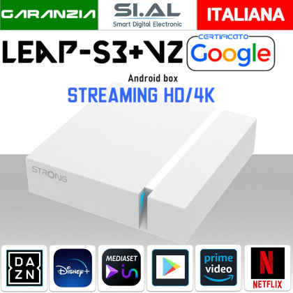TV Box andoid Streaming 4K-UHD certificato Google con Telecomando BT PLUS