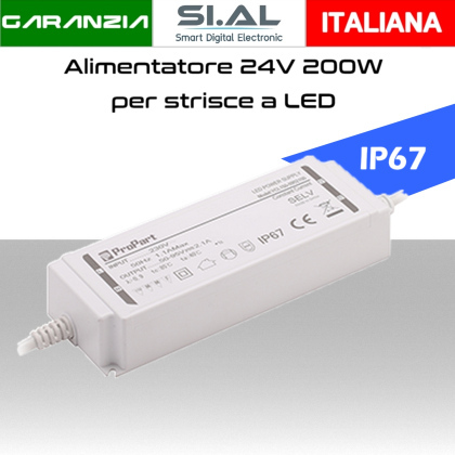 Alimentatore LED 24V IP67 Impermeabile Precablato | 200W 