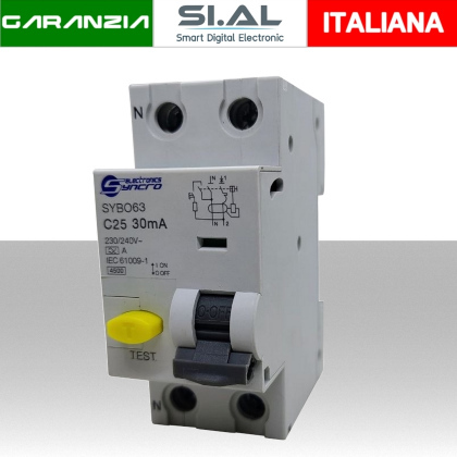 Interruttore Magnetotermico Differenziale 25A | 1P+N Tipo A 30mA 4,5kA