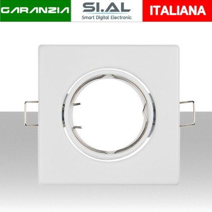 Porta faretto quadrato orientabile bianco in metallo | GU10/MR16