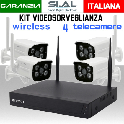 Kit Videosorveglianza Wi-Fi  NVR 4 Telecamere 3MP con Microfono 