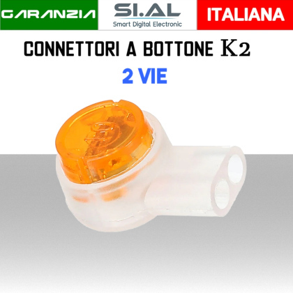 Connettore K2 a Bottone 2 vie per Cavi Lan Telefonici e Allarmi - 50pz.