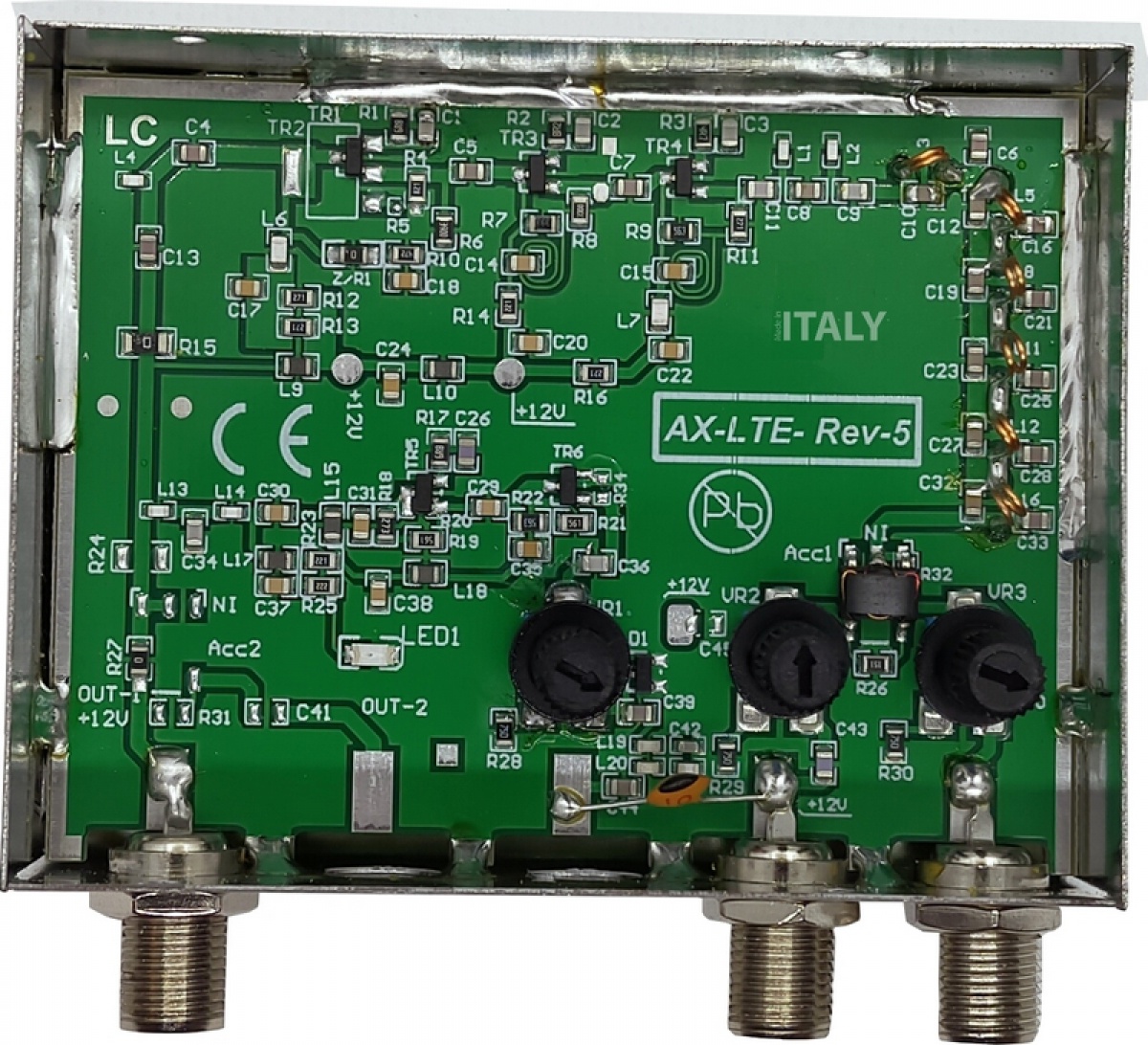 Amplificatore a 2 ingressi VHF+UHF / UHF  30dB regolabile att.