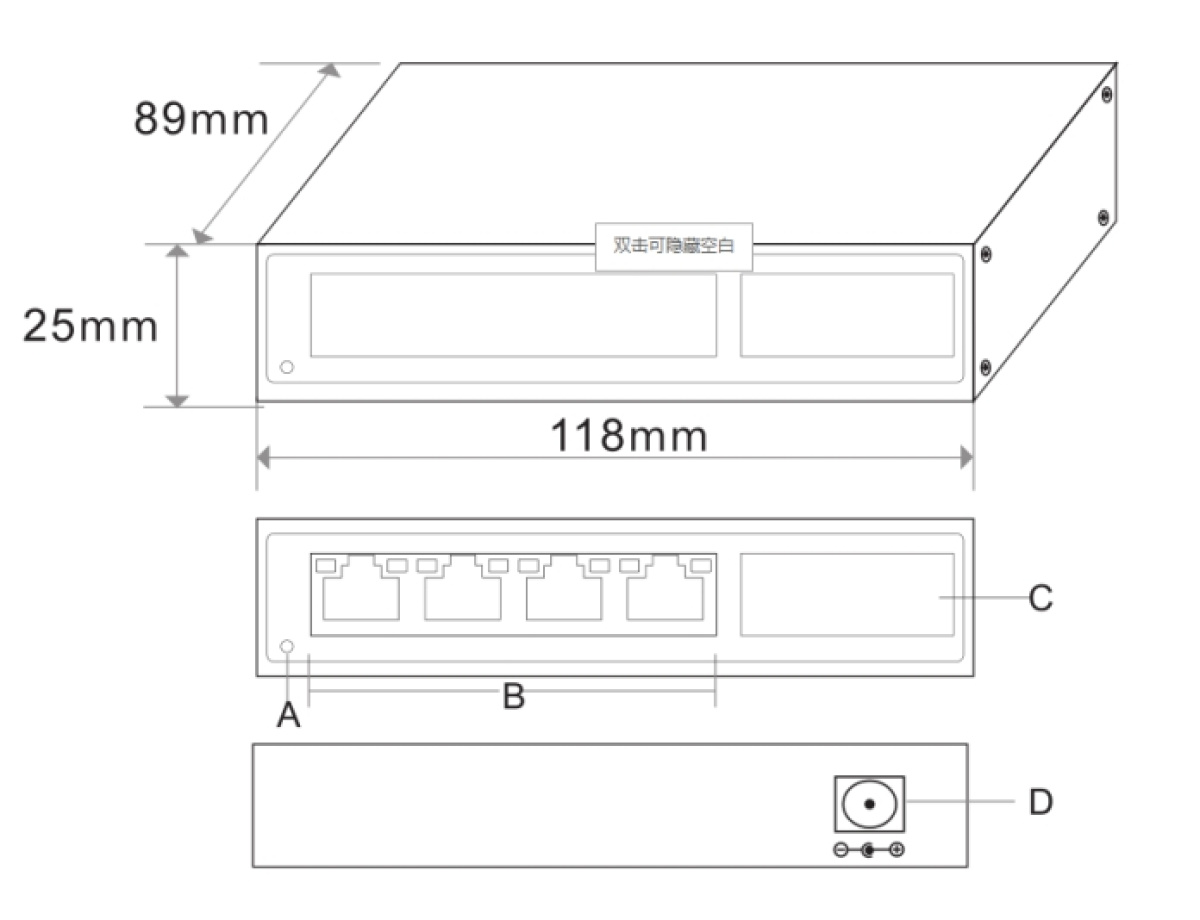 Dimensioni ingombro switch ethernet gigabit