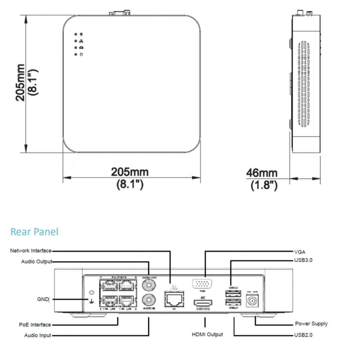 Dimensioni NVR POE per telecamere