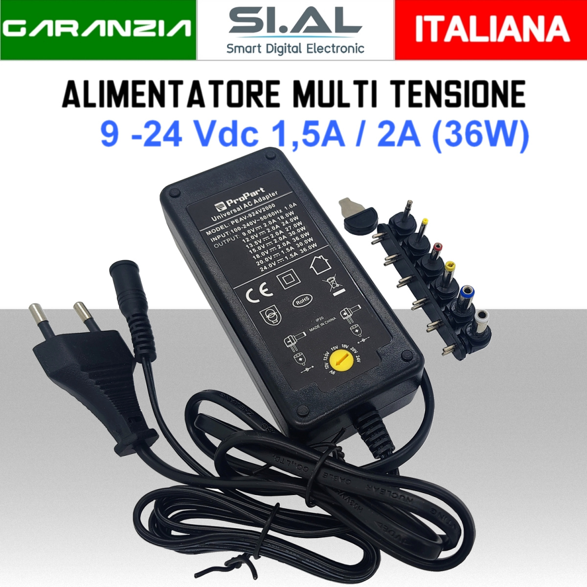 0515L Alimentatore multitensione 9-24 v 36w
