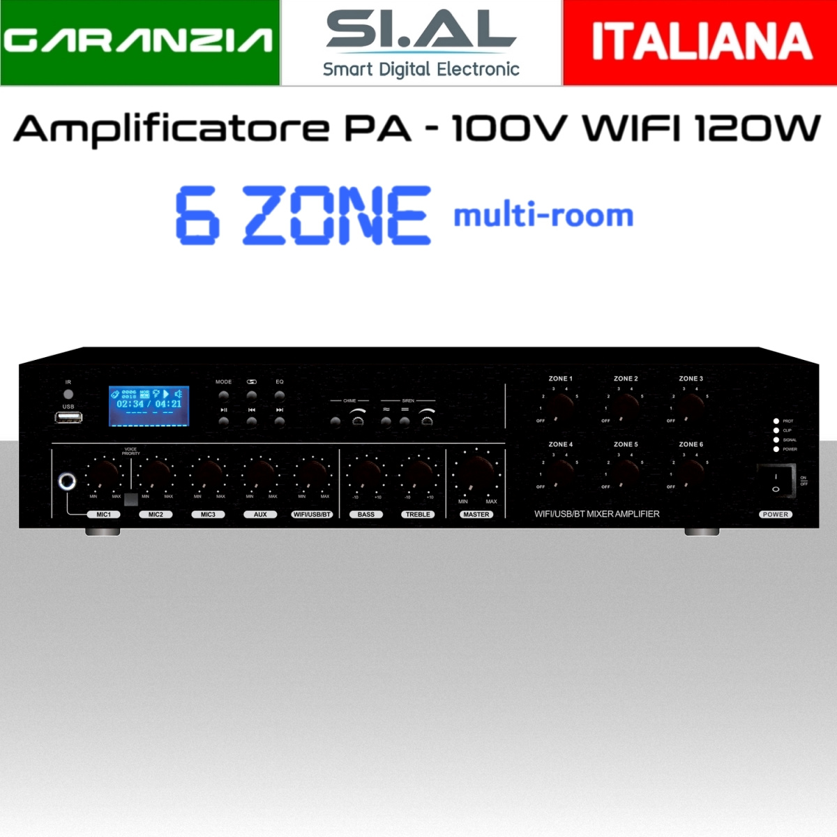 amplificatore audio  6 zone wifi