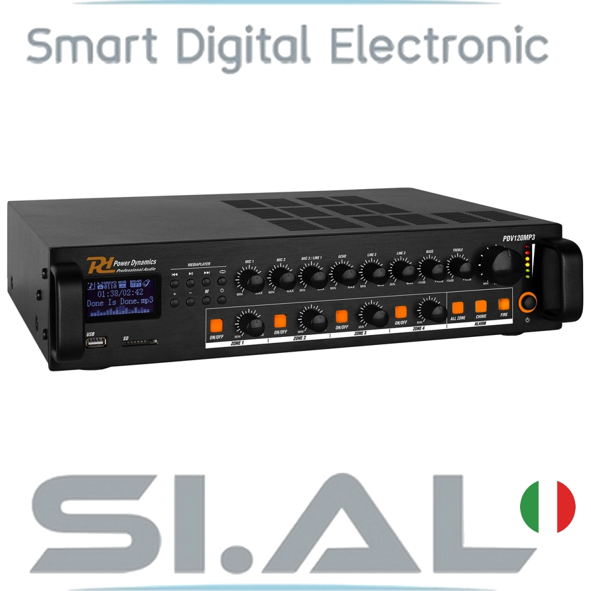 amplificatore audio 4 zone 100V