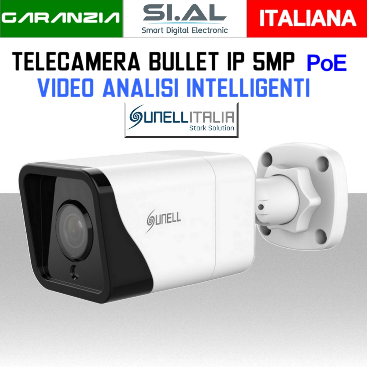 telecamera sunell ip da 5 mp con analisi video