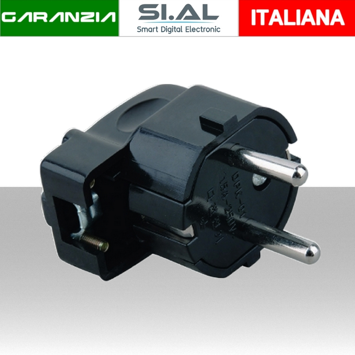 0535L Spina Schuko a 90 gradi 16A volante Nera​