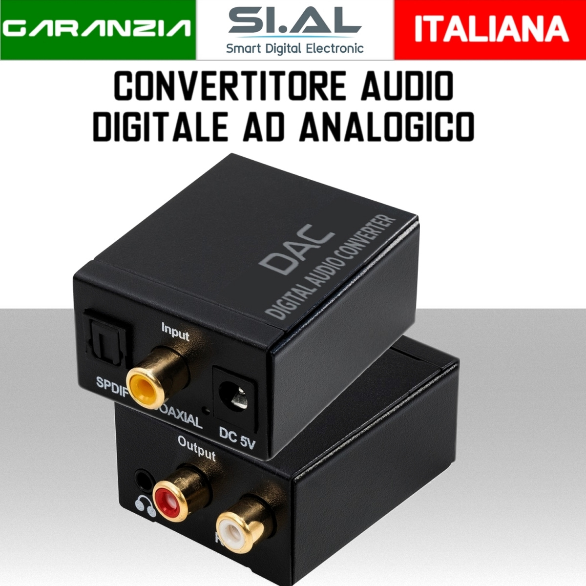Convertitore audio da digitale ad analogico per tv cuffie