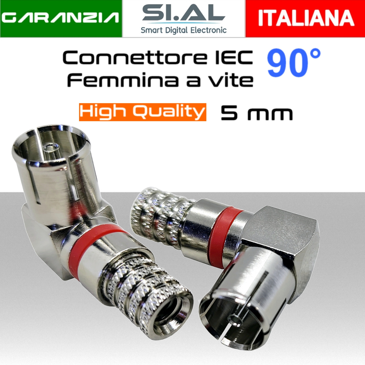 2659 Connettore IEC Femmina 90 gradi a vite