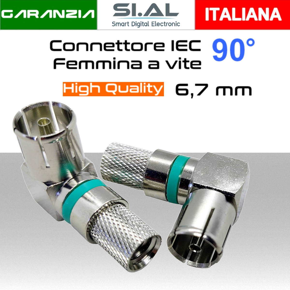 2661 Connettore IEC Femmina 90 gradi a vite 6,7