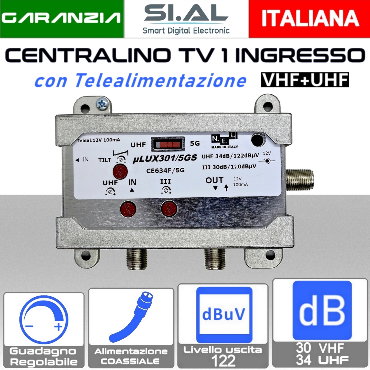 3362 Centralino TV 34dB con Tilt 122dbuv