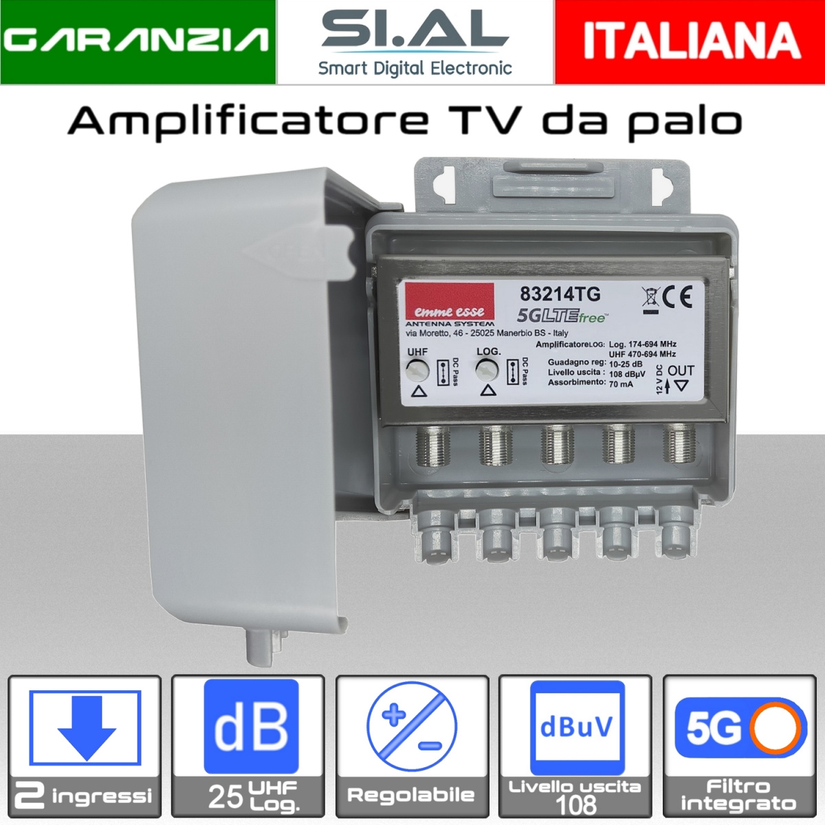 Amplificatore antenna LOG-UHF Emme Esse 83214TG
