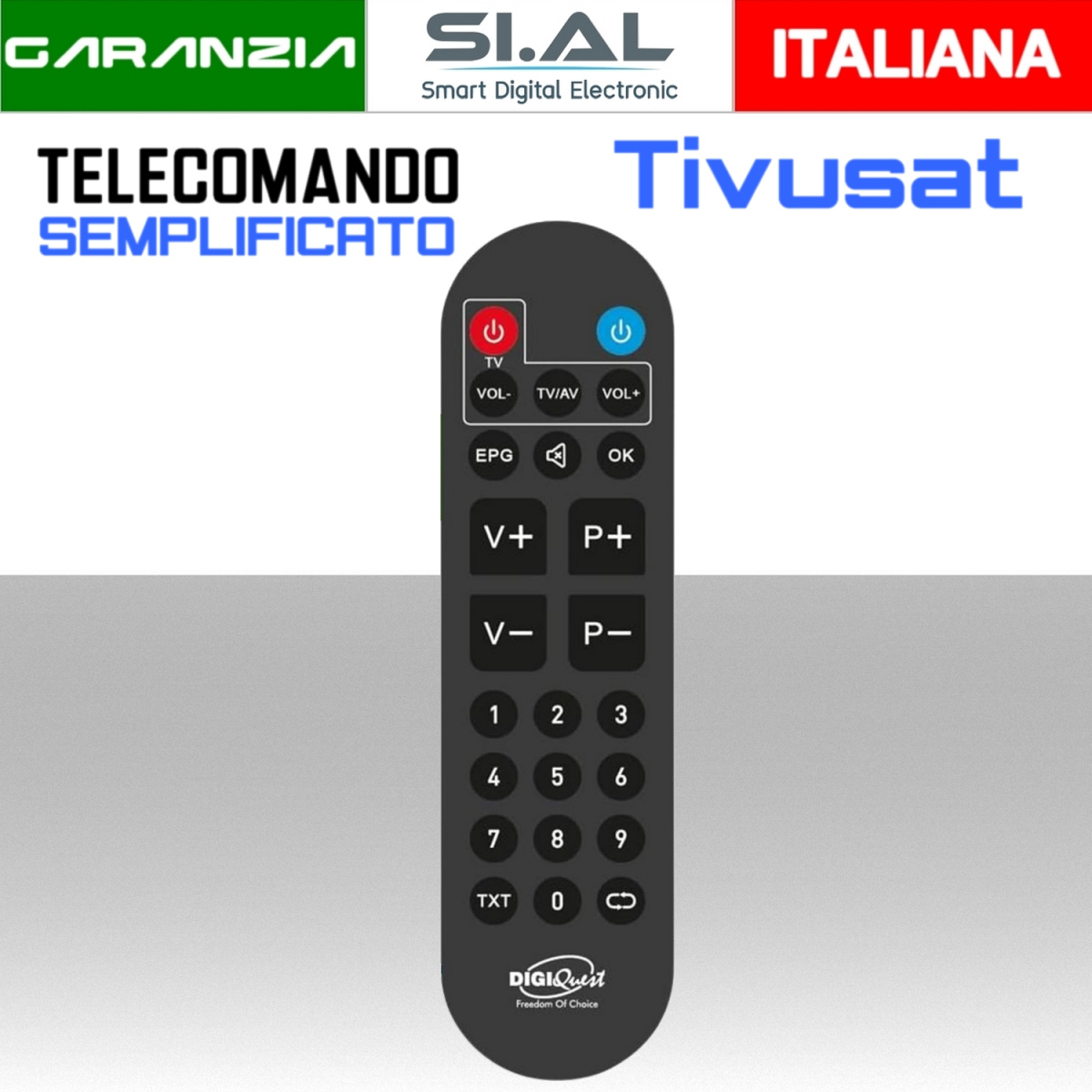Telecomando tivusat semplificato Digiquest